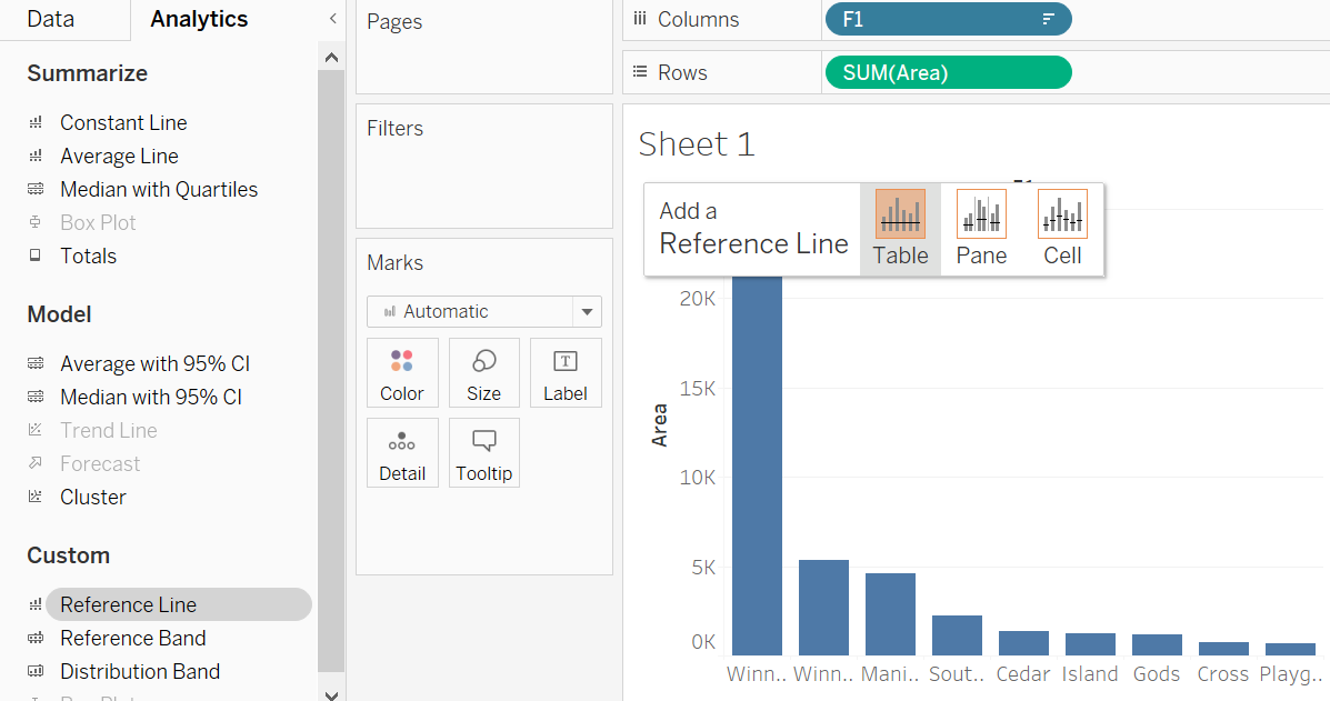 Tableau adding a reference line