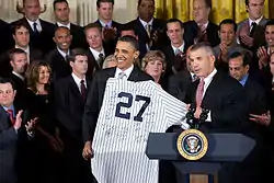President Barack Obama meets with the 2009 World Series champion New York Yankees at the White House