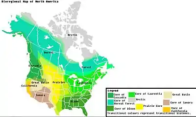 Image 6A map of the bioregions of Canada and the US. (from Ecoregion)