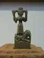 A statue of Uma riding the Mahisa buffalo