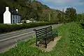 Commemorative seat on the banks of the River Usk