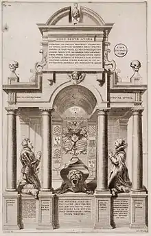 Engraving by  Richard Collin after a design by Erasmus Quellinus II of the Tomb of Willem van der Rijt and Judith van Aeswyn, 1641, Sint-Gertrudiskerk, Bergen op Zoom