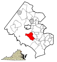 Burke, Fairfax County, Virginia.  Burke Centre is the western part of the red area on this map.