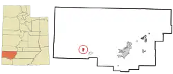 Location in Iron County and the state of Utah.