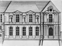 Southern façade of the Petite Galerie before the 1661 fire, by Jean Marot