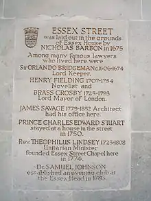 London County Council plaque on Essex Hall at 7 Essex Street