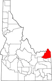 Map of Idaho highlighting Fremont County