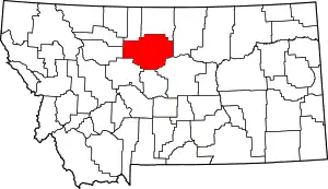 State map highlighting Chouteau County