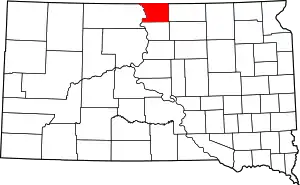 Map of South Dakota highlighting Campbell County