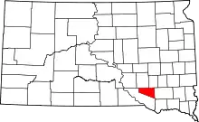 Map of South Dakota highlighting Douglas County