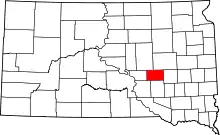 State map highlighting Jerauld County