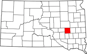 Map of South Dakota highlighting Sanborn County