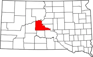 Map of South Dakota highlighting Stanley County