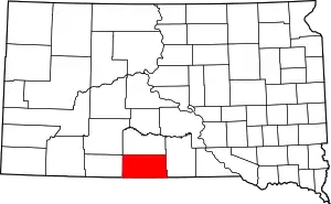 Map of South Dakota highlighting Todd County