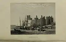 The slate quay with loaded wagons and slate stacks