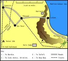 Map depicting the battlefield over which Operation Brevity was fought