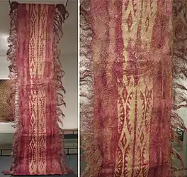 Sese (red mat) from Pentecost Island, 20th century, pandanus (Pandanus tectorius), Laba (Rhamnus ventilago neocaledonica), dye, stencil resist and plaiting, Honolulu Museum of Art.