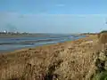 Looking northwest from the pub car park across the River Wyre to the ICI works at Thornton and Fleetwood