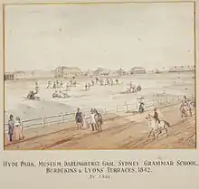 Image 21Hyde Park, Sydney with the Australian Museum under construction in the distance, 1842 (from History of New South Wales)