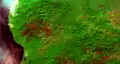 Chetco Bar Fire, 18 October 2017, Landsat 8 OLI, false color, infrared, bands 758 satellite image.