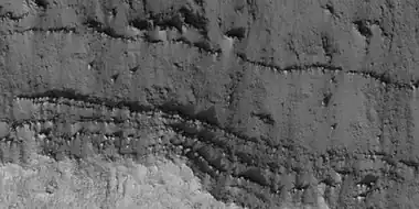 Close view of layers in a depression near Shalbatana Vallis, as seen by HiRISE under HiWish program