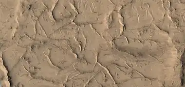 Close, color view of ridges, as seen by HiRISE under HiWish program