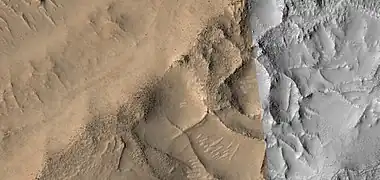 Close color view of ridges, as seen by HiRISE under HiWish program