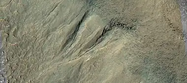 Gullies in crater, as seen by HiRISE under HiWish program