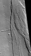 Cyane Fossae, as seen by HiRISE.  More information can be found under Fossa (geology).