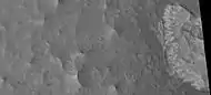 Enlargement of a light-toned structure on floor of Noctis Labyrinthus, as seen by HiRISE under HiWish program.  Note: this is an enlargement of a previous image.