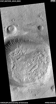 Gullies in crater, as seen by HiRISE under HiWish program