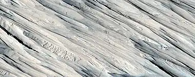Close, color view of yardangs, as seen by HiRISE under HiWish program