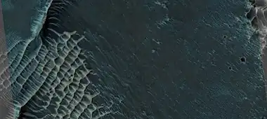 Close view of various shaped dunes  Picture is about 1 km across.