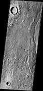 Enipeus Vallis (right). Note inner channel, levee-like deposits, and streamlined bedforms. (THEMIS VIS image)