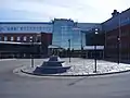 The foundation for the sculpture of the Termination Shock in front of the Swedish Institute of Space Physics in Kiruna.