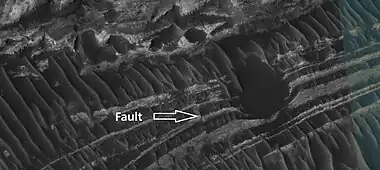 Faults in Crommelin Crater, as seen by HiRISE under HiWish program