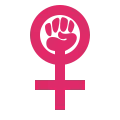 Raised fist within Venus symbol, used as a symbol of second-wave feminism (1960s)