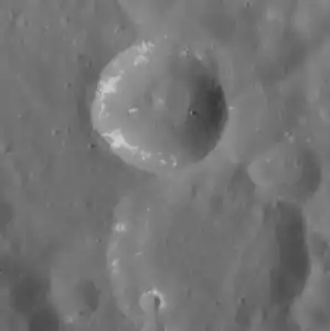 Hollows within a small crater in Kuan Han-Chʽing crater