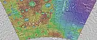 Topographical map showing location of Kaiser Crater and other nearby craters