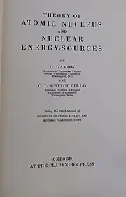 Title page of a 1949 copy of "Theory of Atomic Nucleus and Nuclear Energy-Sources"