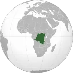 Map showing the location the Democratic Republic of the Congo in Africa