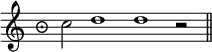 { \override Score.TimeSignature #'style = #'neomensural \time 9/4 \cadenzaOn c''2 d''1 d'' r2 \bar "||" }