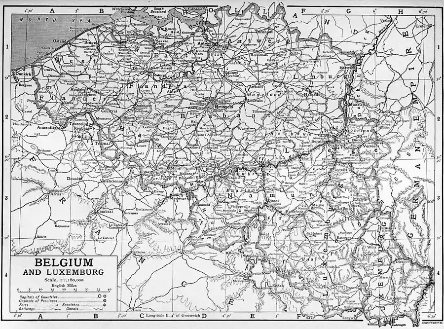 1911 Britannica - Map of Belgium and Luxemburg.png