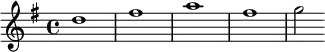 \relative d'' { \key g \major d1 fis a fis g2 }