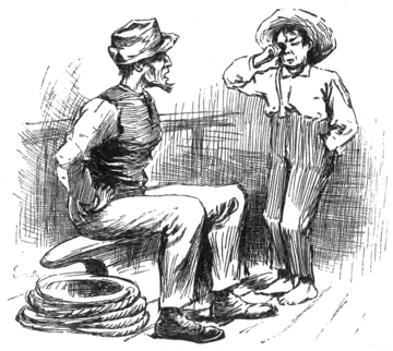 man and boy talking