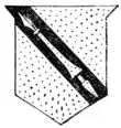 Fig. 512.—Arms of William Shakespeare the poet (d. 1616): Or, on a bend sable, a tilting-spear of the field.