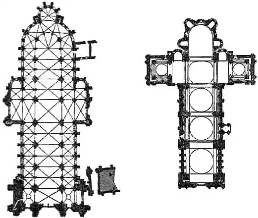 EB1911 Cathedral - Figs. 6 & 7.—Plan of Sens & Angouleme Cathedrals.jpg