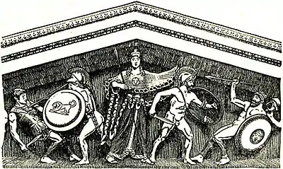 EB1911 Greek Art - Restoration of East Pediment, Aegina.jpg
