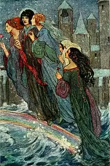 Early poems of William Morris - Florence Harrison color plate to page 100.jpg