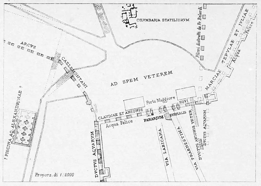 Map of the region of Rome called Ad Spem Veterem